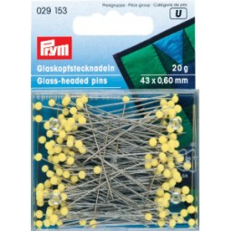 029 153 glashoved knappenåle gule 20 g - prym
