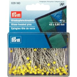 029 160 glashoved knappenåle gule 40 g - prym